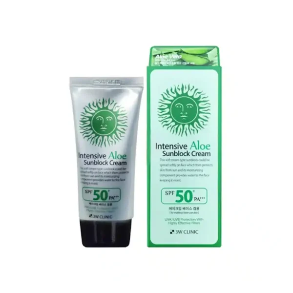 3W-Clinic-Aloe-Sunblock-Cream-SPF-50-PA-70ml.webp 3W Clinic Aloe Sunblock Cream SPF 50+ PA+++ 70ml - Image 1