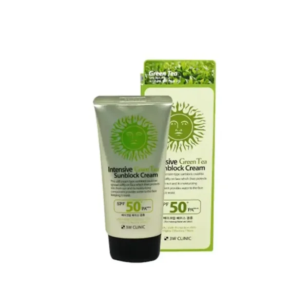 3W-Clinic-Green-Tea-Sunblock-Cream-SPF-50PA-70ml.webp 3W Clinic Green Tea Sunblock Cream SPF 50+PA+++ 70ml - Image 1