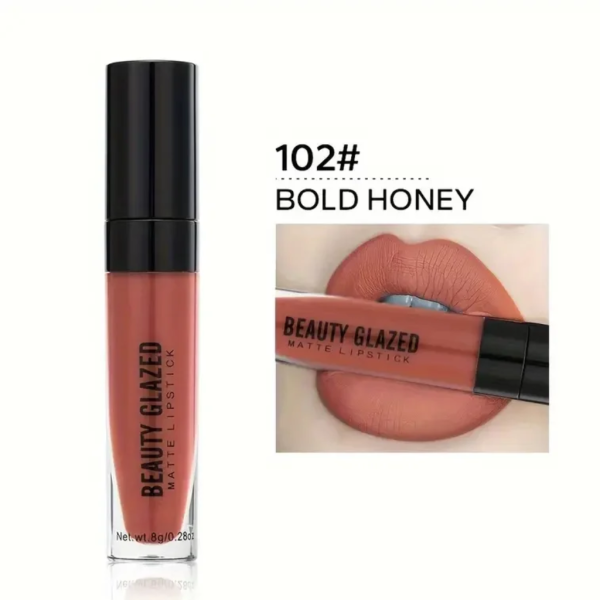Beauty-Glazed-Matte-Lipstick-Bold-Honey-102.webp Beauty Glazed Matte Lipstick Bold Honey 102 - Image 1