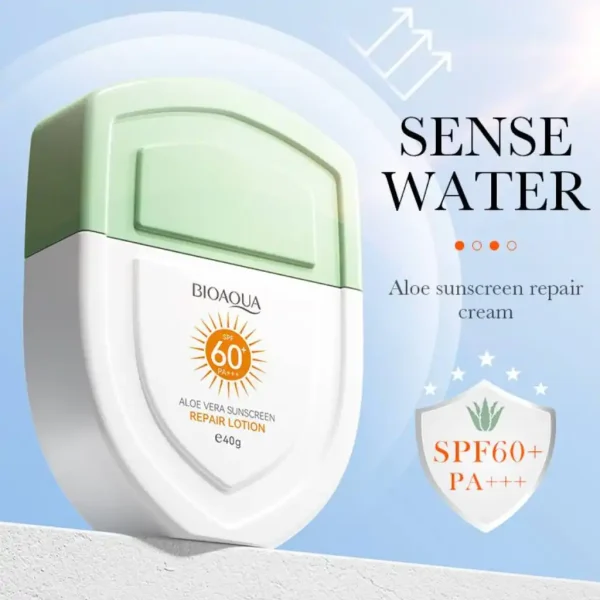 Bioaqua-Aloe-Vera-Sunscreen-Spf60-Pa-–-40g.webp Bioaqua Aloe Vera Sunscreen Spf60+ Pa+++ – 40g - Image 1