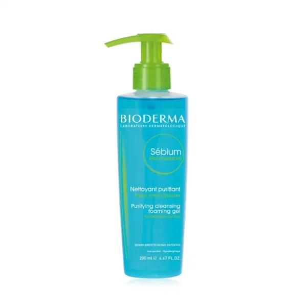 Bioderma Gel Face Wash Sebium Gel Moussant Purifying Cleansing Foaming – 200ml - Image 1