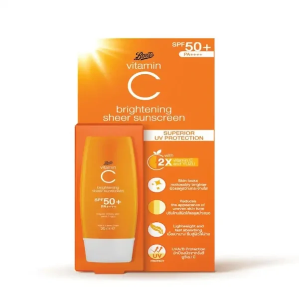 Boots Vitamin C Brightening Sheer Sunscreen SPF50+ PA++++ 30ML - Image 1