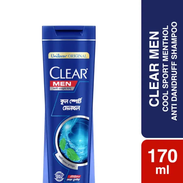 Clear Men Cool Sport Menthol Anti-Dandruff Shampoo 170ml - Image 1
