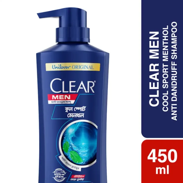 Clear Men Cool Sport Menthol Anti Dandruff Shampoo – 450ml - Image 1