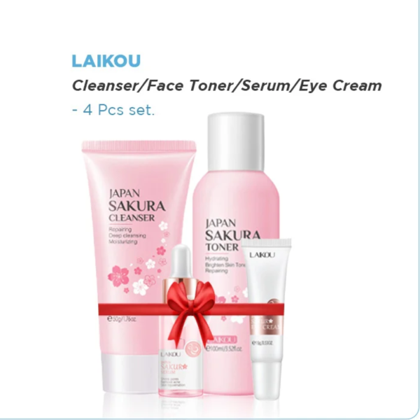 LAIKOU Sakura (Cleanser/Face Toner/Serum/Eye Cream) Set 4 Pcs - Image 1