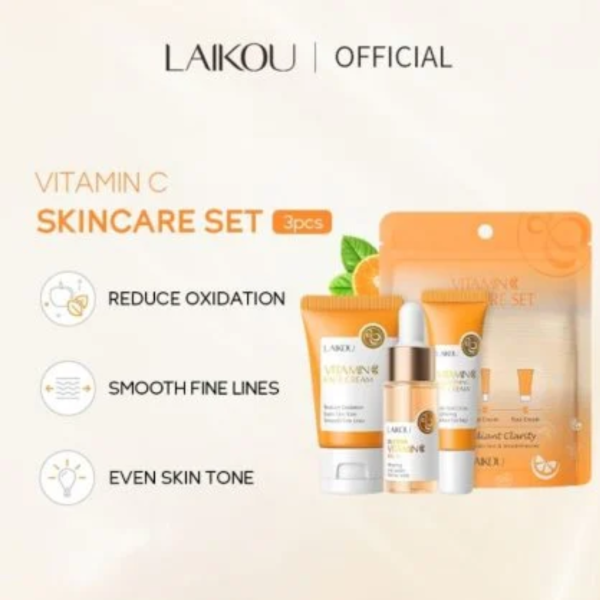 Laikou Vitamin C Skincare Set Travel Kit – 3pcs - Image 1