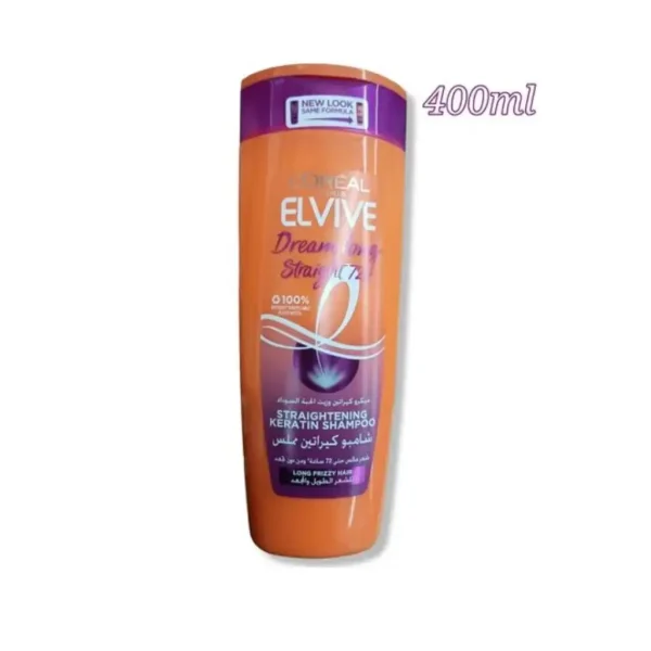 Loreal Elvive Dreamlong Straight Keratin Shampoo 72h Straightening Long Frizzy Hair – 400ml - Image 1
