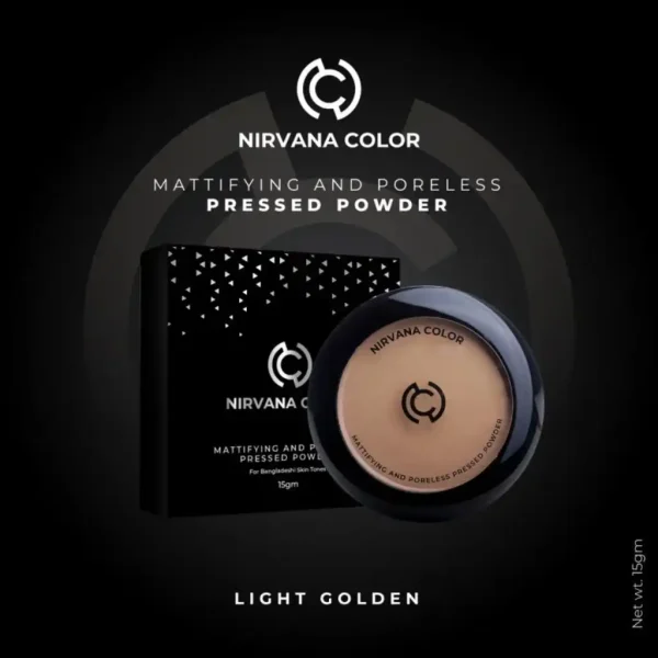 Nirvana Color Pressed Powder Mattifying Compact Powder – Light Golden - Image 1