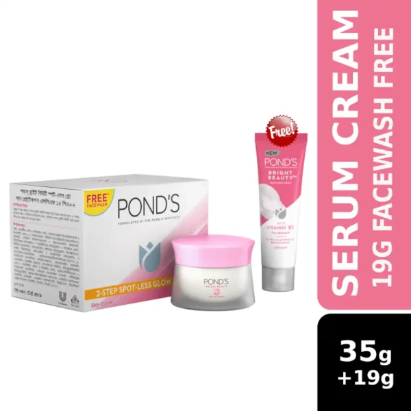 Ponds Bright Beauty Serum Cream 35g Free Pond’s Facewash Bright Beauty 19g - Image 1